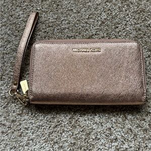 Michael Kors rose gold glitter wallet